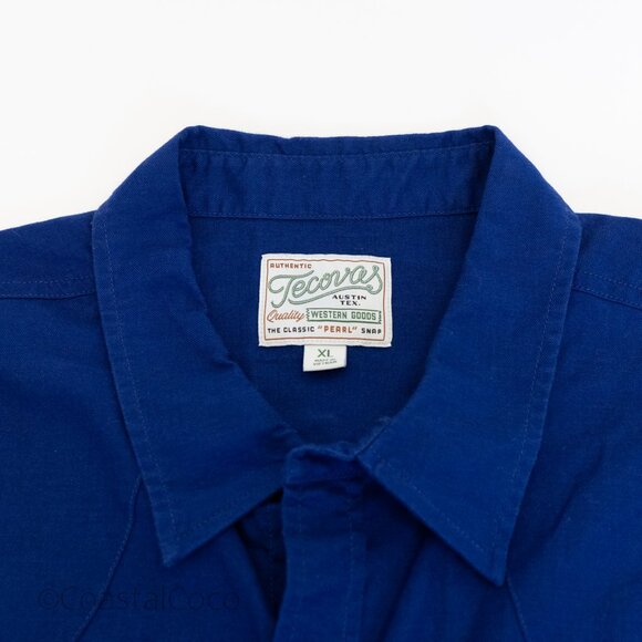 Tecovas Pearl Snap Shirt Mens XL Blue Button Down Western Rodeo Americana Cowboy - Picture 3 of 10